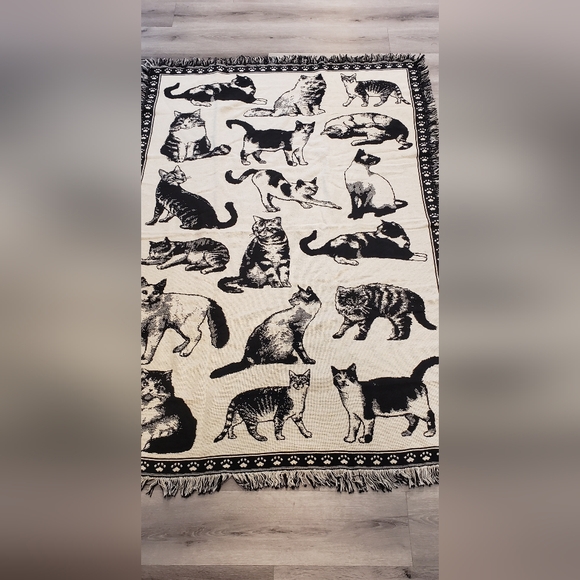 Cat Tapestry Blanket Vintage - Picture 4 of 6